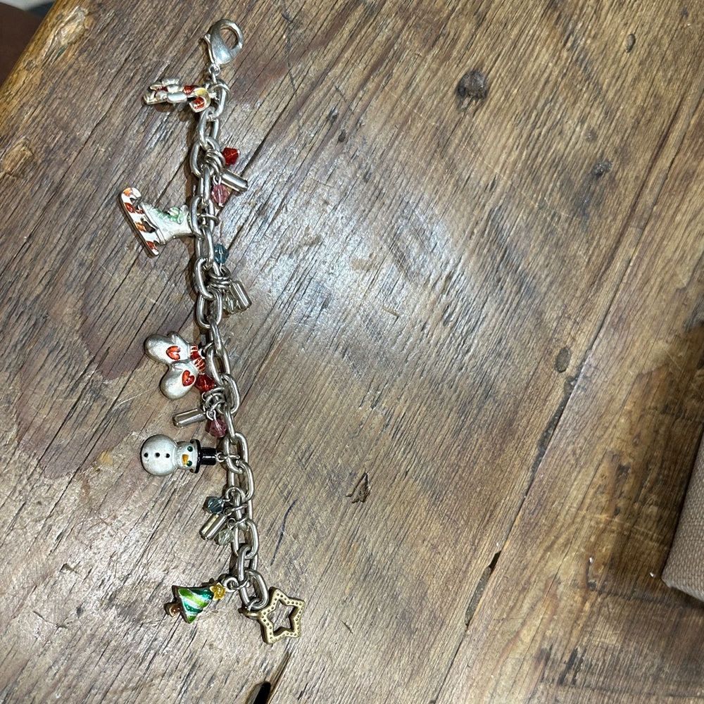 Silver Tone  Charm Bracelet with Colorful Charms